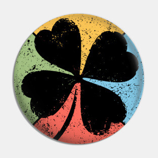 Lucky Clover Retro Pop Art – St. Patrick’s Grunge Style Pin