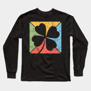 Lucky Clover Retro Pop Art – St. Patrick’s Grunge Style Long Sleeve T-Shirt