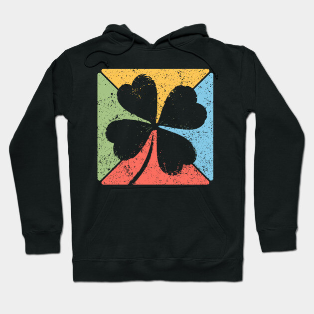 Lucky Clover Retro Pop Art – St. Patrick’s Grunge Style Hoodie by TuncGK