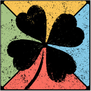 Lucky Clover Retro Pop Art – St. Patrick’s Grunge Style Posters and Art