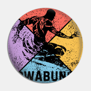 Cowabunga Surfing Vintage Pop Art – 80s Beach Vibes Pin