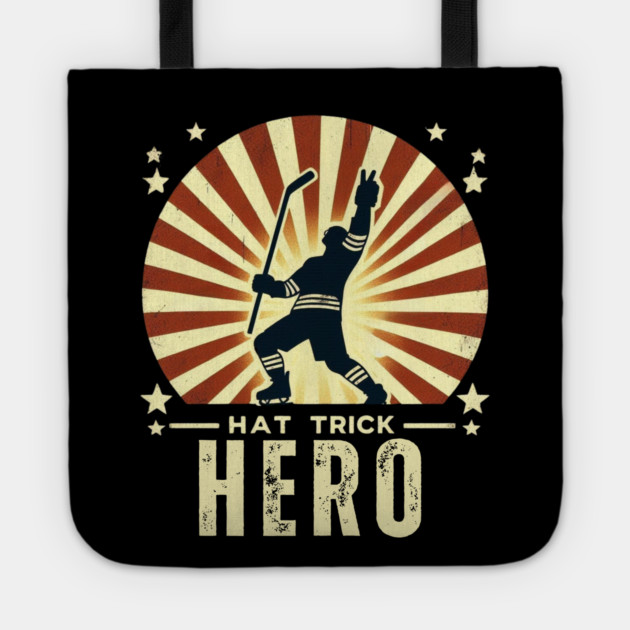 Hat Trick Hero – Vintage Hockey Design Tote by Ben's Store 1