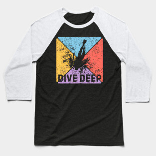 Dive Deep Retro Scuba Pop Art – Grunge Ocean Aesthetic Baseball T-Shirt