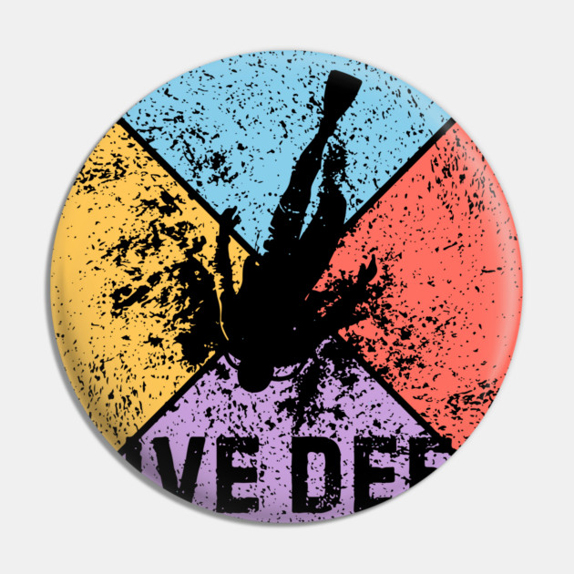 Dive Deep Retro Scuba Pop Art – Grunge Ocean Aesthetic Pin by TuncGK