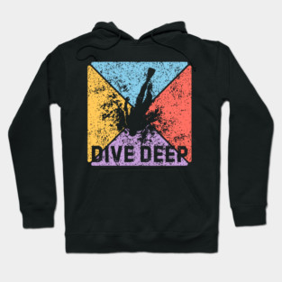 Dive Deep Retro Scuba Pop Art – Grunge Ocean Aesthetic Hoodie