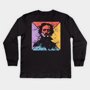 Edgar Allan Poe Retro Pop Art – Gothic Literature Aesthetic Kids Long Sleeve T-Shirt