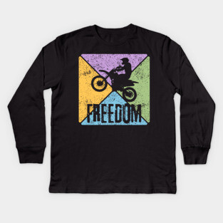 Freedom Motorcycle Rider – Vintage Biker Pop Art Kids Long Sleeve T-Shirt