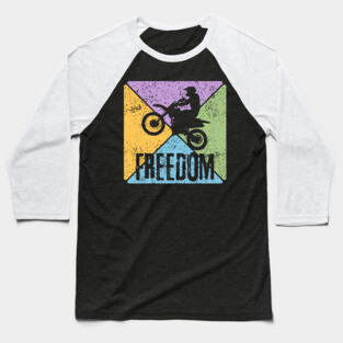 Freedom Motorcycle Rider – Vintage Biker Pop Art Baseball T-Shirt