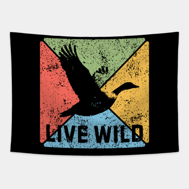 Goose Flight Vintage Wildlife Pop Art – Nature Lovers Gift Tapestry by TuncGK