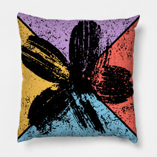 Grunge Flower Vintage Pop Art – Distressed Floral Aesthetic Pillow