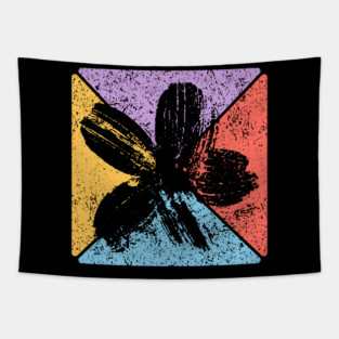 Grunge Flower Vintage Pop Art – Distressed Floral Aesthetic Tapestry