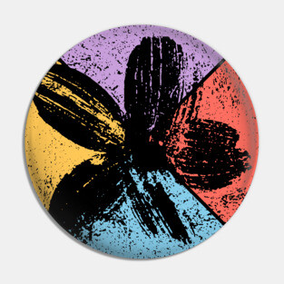 Grunge Flower Vintage Pop Art – Distressed Floral Aesthetic Pin