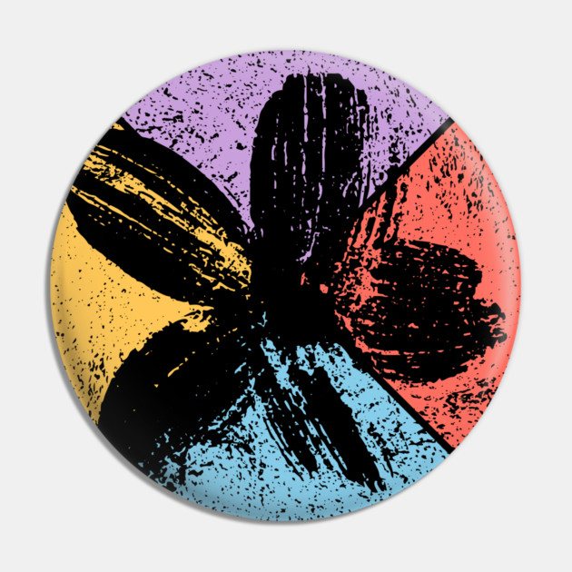 Grunge Flower Vintage Pop Art – Distressed Floral Aesthetic Pin by TuncGK