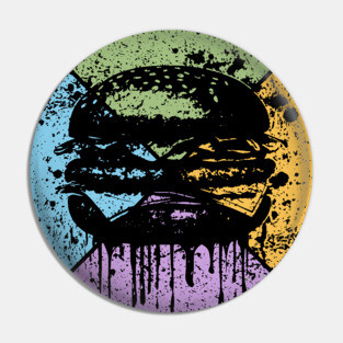 Dripping Hamburger Retro Pop Art – Grunge Fast Food Aesthetic Pin