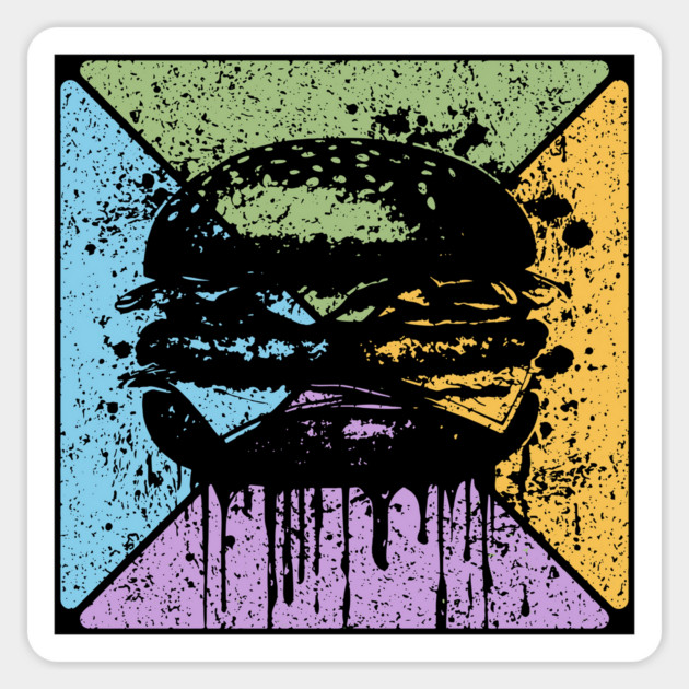 Dripping Hamburger Retro Pop Art – Grunge Fast Food Aesthetic Magnet by TuncGK