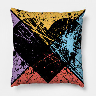 Distressed Heart Retro Pop Art – Vintage Love & Heartbreak Pillow