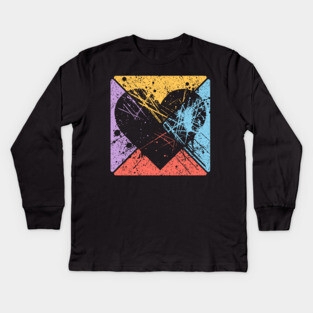 Distressed Heart Retro Pop Art – Vintage Love & Heartbreak Kids Long Sleeve T-Shirt