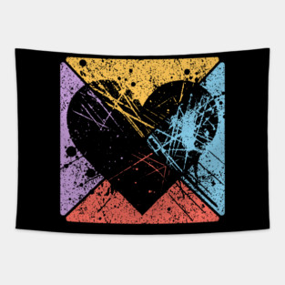 Distressed Heart Retro Pop Art – Vintage Love & Heartbreak Tapestry