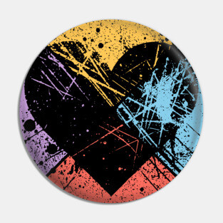 Distressed Heart Retro Pop Art – Vintage Love & Heartbreak Pin