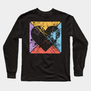 Distressed Heart Retro Pop Art – Vintage Love & Heartbreak Long Sleeve T-Shirt