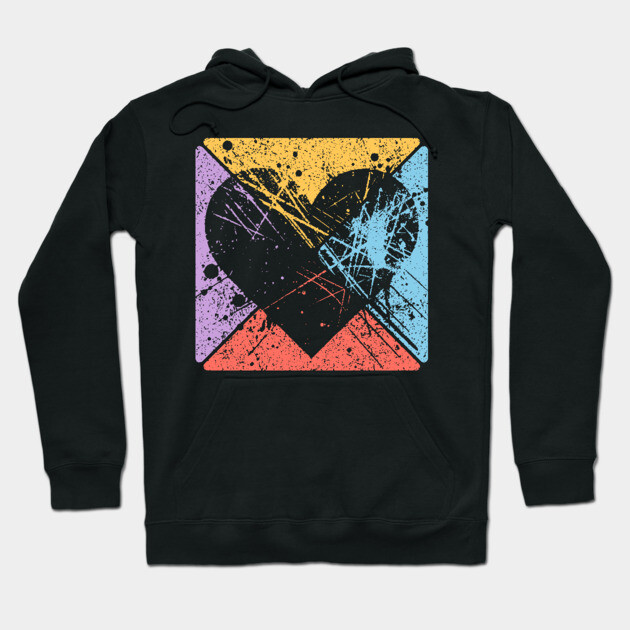 Distressed Heart Retro Pop Art – Vintage Love & Heartbreak Hoodie by TuncGK