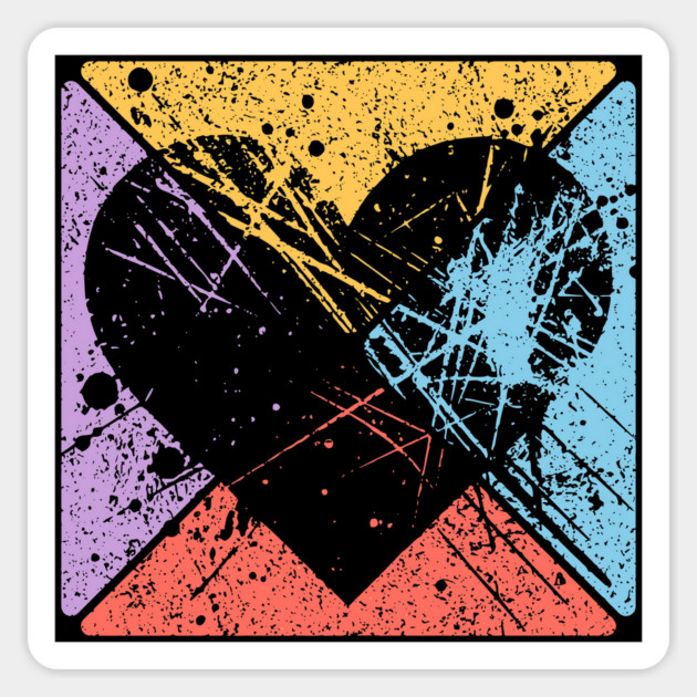 Distressed Heart Retro Pop Art – Vintage Love & Heartbreak Magnet by TuncGK