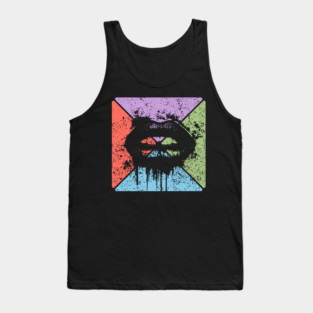 Dripping Lips Grunge Pop Art – Bold Retro Kiss Design Tank Top