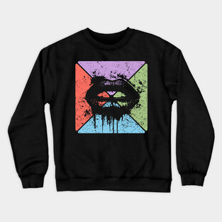 Dripping Lips Grunge Pop Art – Bold Retro Kiss Design Crewneck Sweatshirt