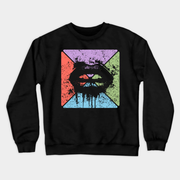 Dripping Lips Grunge Pop Art – Bold Retro Kiss Design Crewneck Sweatshirt by TuncGK