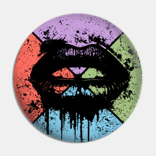 Dripping Lips Grunge Pop Art – Bold Retro Kiss Design Pin