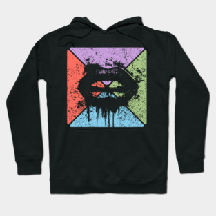Dripping Lips Grunge Pop Art – Bold Retro Kiss Design Hoodie