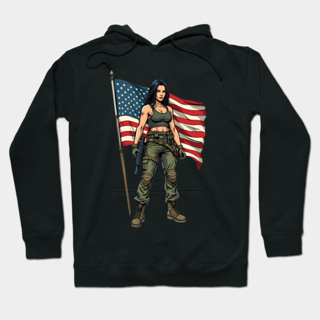 American Patriot Woman Hoodie by animegirlnft