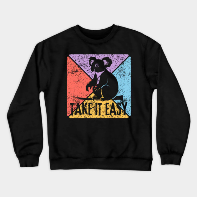 Take It Easy Koala Retro Pop Art – Chill Vibes Aesthetic Crewneck Sweatshirt by TuncGK