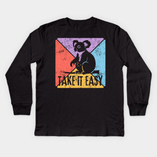 Take It Easy Koala Retro Pop Art – Chill Vibes Aesthetic Kids Long Sleeve T-Shirt