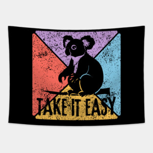 Take It Easy Koala Retro Pop Art – Chill Vibes Aesthetic Tapestry