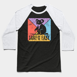 Take It Easy Koala Retro Pop Art – Chill Vibes Aesthetic Baseball T-Shirt