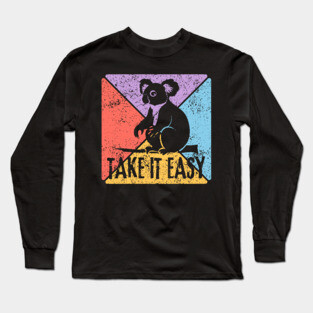 Take It Easy Koala Retro Pop Art – Chill Vibes Aesthetic Long Sleeve T-Shirt