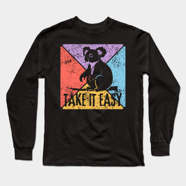 Take It Easy Koala Retro Pop Art – Chill Vibes Aesthetic Long Sleeve T-Shirt by TuncGK