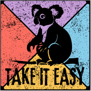 Take It Easy Koala Retro Pop Art – Chill Vibes Aesthetic Posters and Art