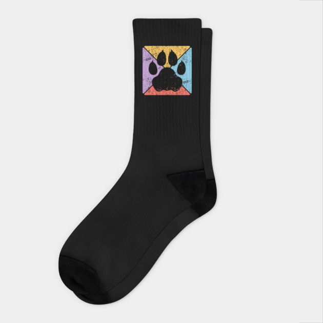 Paw Print Grunge Pop Art – Minimalist Animal Lover Design Socks by TuncGK