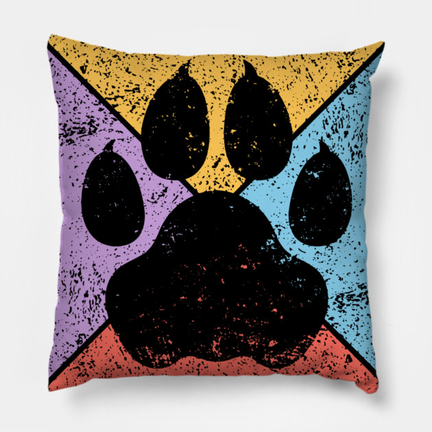 Paw Print Grunge Pop Art – Minimalist Animal Lover Design Pillow by TuncGK