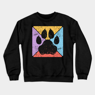 Paw Print Grunge Pop Art – Minimalist Animal Lover Design Crewneck Sweatshirt