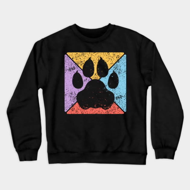 Paw Print Grunge Pop Art – Minimalist Animal Lover Design Crewneck Sweatshirt by TuncGK