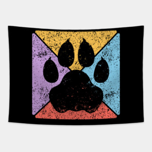 Paw Print Grunge Pop Art – Minimalist Animal Lover Design Tapestry