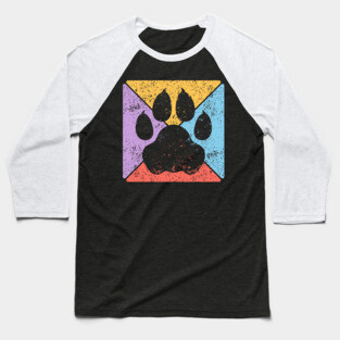 Paw Print Grunge Pop Art – Minimalist Animal Lover Design Baseball T-Shirt