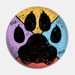 Paw Print Grunge Pop Art – Minimalist Animal Lover Design Pin
