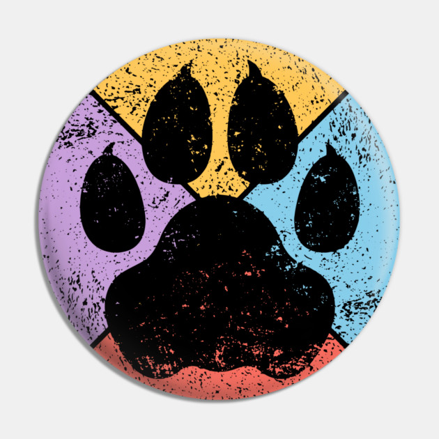 Paw Print Grunge Pop Art – Minimalist Animal Lover Design Pin by TuncGK