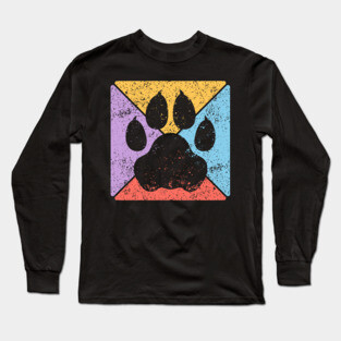 Paw Print Grunge Pop Art – Minimalist Animal Lover Design Long Sleeve T-Shirt