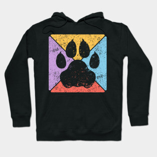 Paw Print Grunge Pop Art – Minimalist Animal Lover Design Hoodie