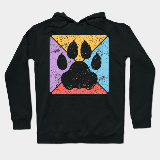 Paw Print Grunge Pop Art – Minimalist Animal Lover Design Hoodie by TuncGK